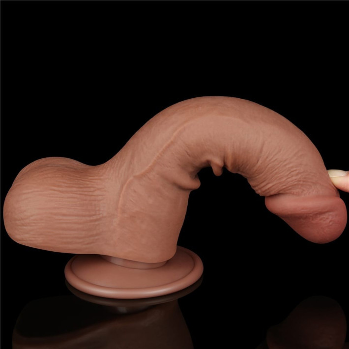 Dildo Realistic Sliding Skin Dual Layer Iii, Brun Deschis, 19 Cm 11
