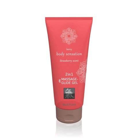Shiatsu, Lubrifiant + Gel Pentru Masaj, Aroma Capsuni, 200 Ml, pasiune.ro