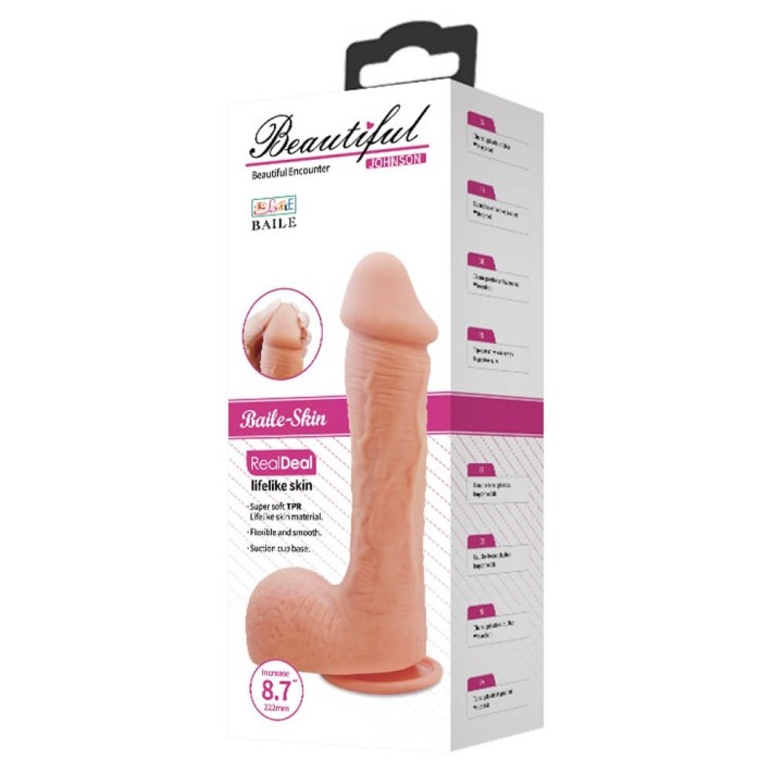 Dildo Clasic Cu Ventuza Beautiful Johnson, Natural, 22 Cm 4