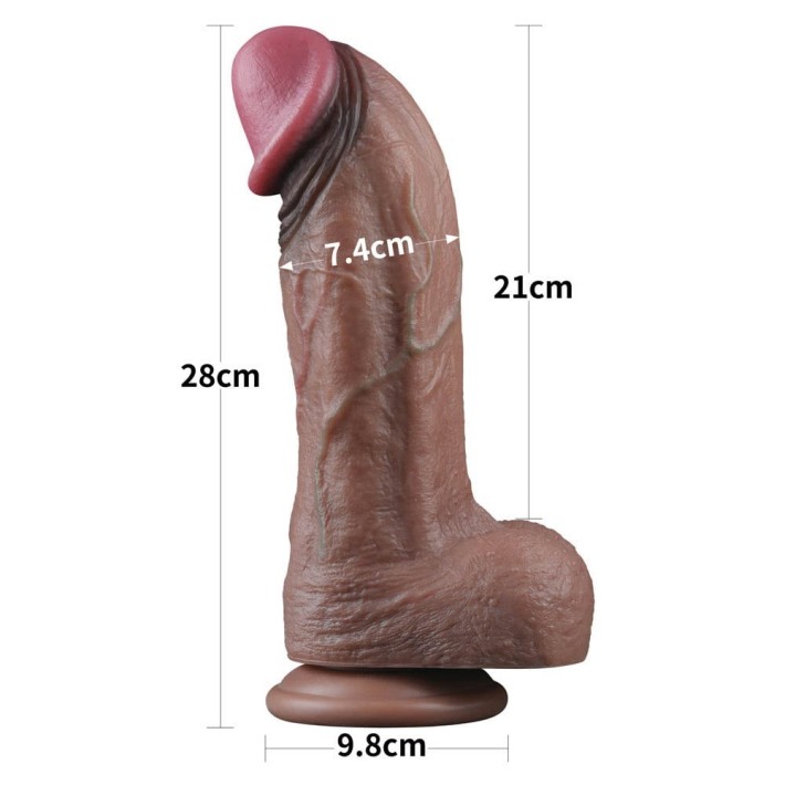 Dildo Realistic Dual Layered Silicone Cock Xxl, Brun, 28 Cm 8
