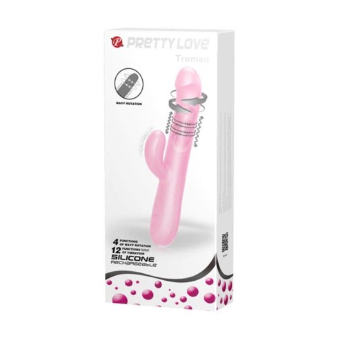 pretty, Vibrator Rabbit Cu Rotatii Truman, Roz, 23.5 Cm, pasiune.ro