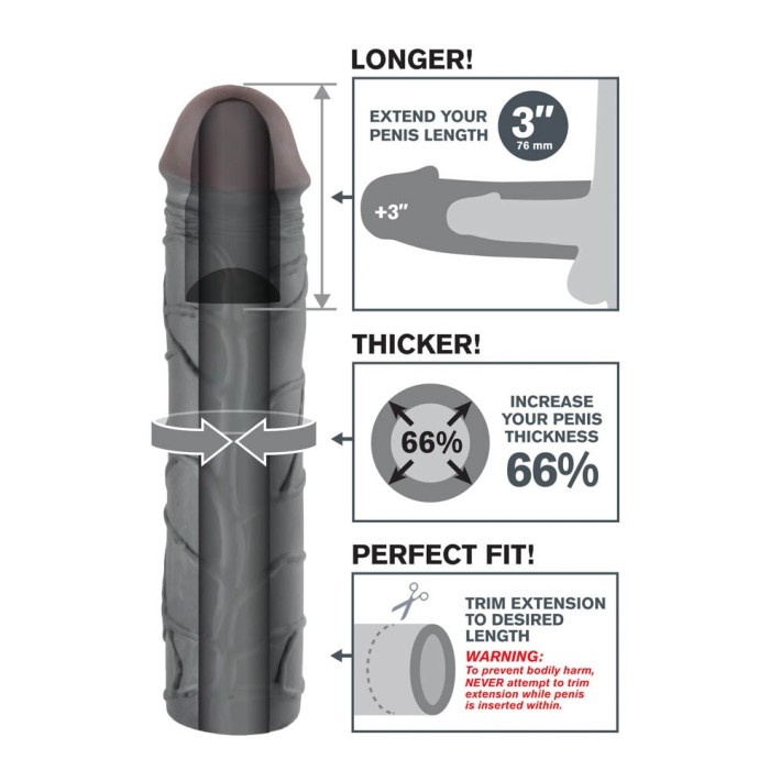 Extensie/manson Penis Mega 3 Extension, Negru,+7.5 Cm 4