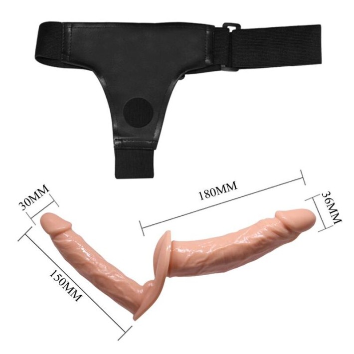 Strap On Dublu Ultra Passionate Harness, Natural, 18 Cm 4