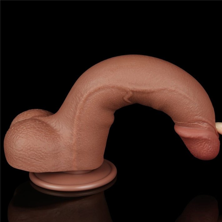 Dildo Realistic Sliding Skin Dual Layer I, Brun Deschis, 21.5 Cm 11