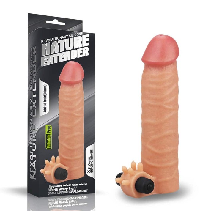 Extensie/manson Penis Cu Vibratii Silicone Nature Extender, Natural, +3.8 Cm 4