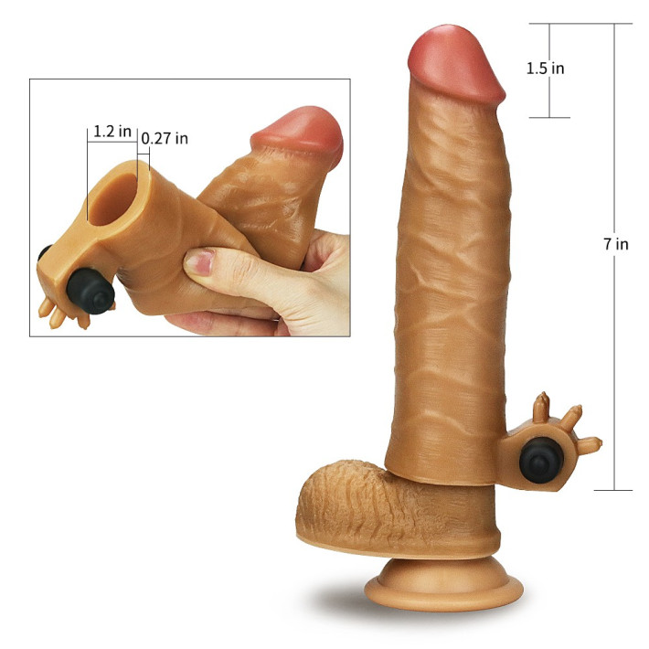Manson Marire Penis Cu Vibratii Nature Extender, Brun, +3.5 Cm 3