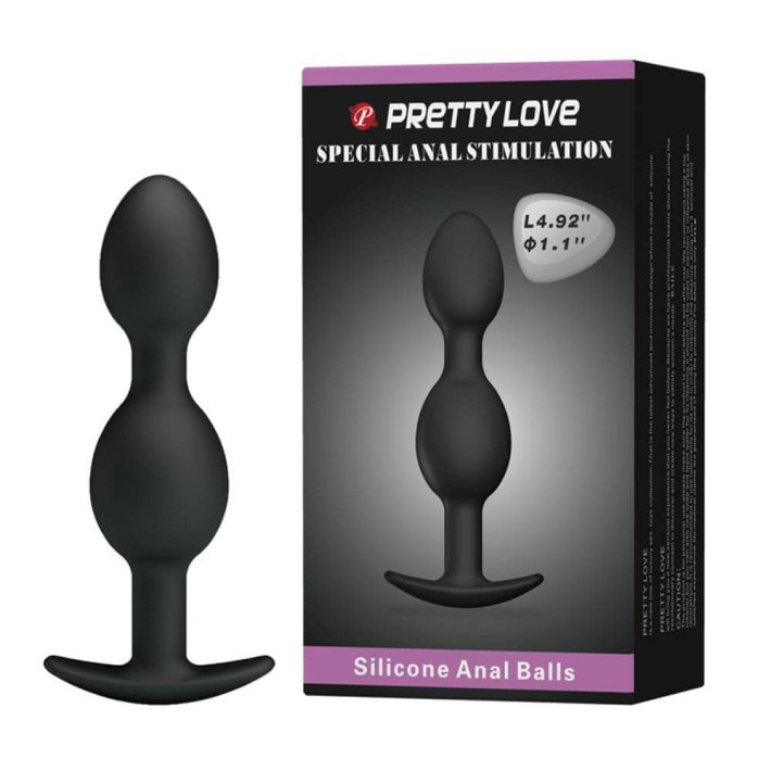 Dop Anal Heavy Balls Silicone Butt Plug 3, Negru, 10.5 Cm 3