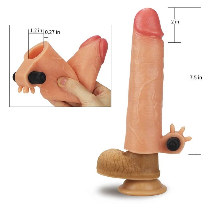 Extensie/manson Penis Cu Vibratii Silicone Nature Extender, Natural, +5 Cm 5