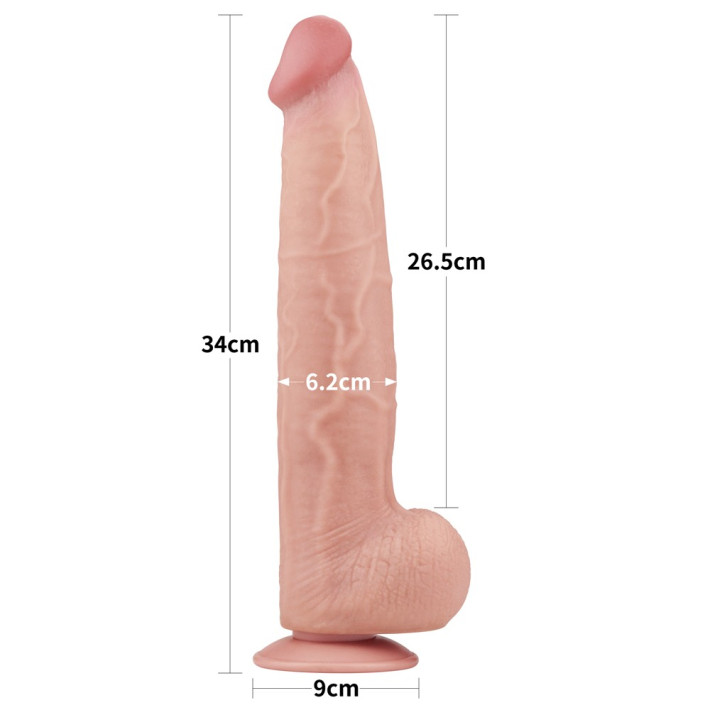 Dildo Ultra Realistic King Sized Sliding Skin Dual Layer Dong, Natural, 34 Cm 7