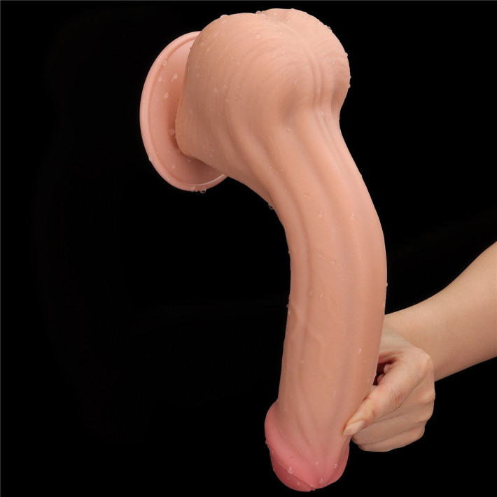 Dildo Ultra Realistic King Sized Sliding Skin Dual Layer Dong, Natural, 29 Cm 10