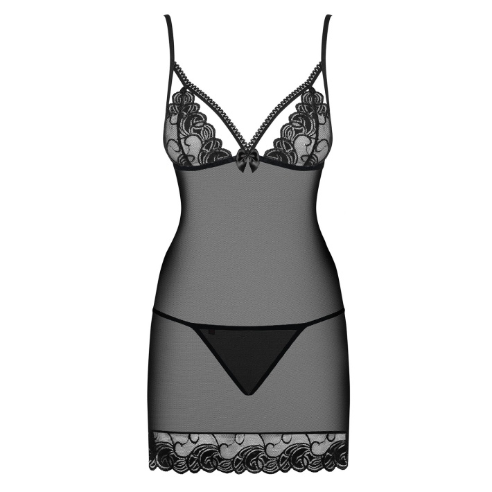 Babydoll Sexy Si Chilotei String Wonderia, Negru, S/m 7