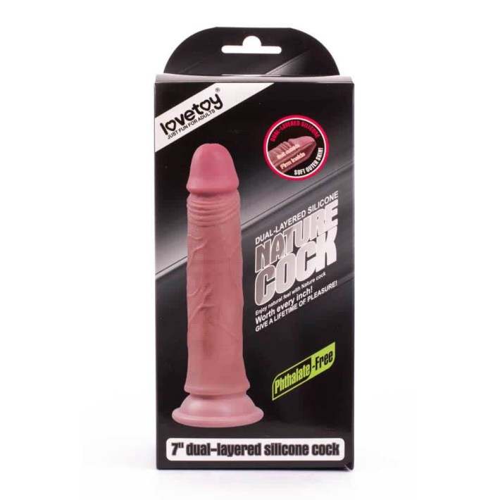 Dildo Realistic Din Silicon Dublu-stratificat, Natural, 17.7 Cm 2