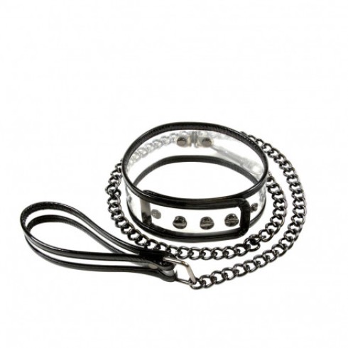 accesoriu, Zgarda Si Lesa Bare Bondage, Negru, pasiune.ro
