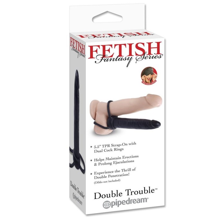 Strap-on Dublu Double Trouble, Negru, 15 Cm 3