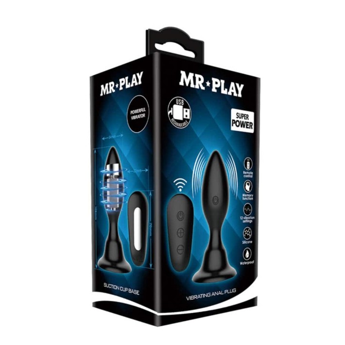Dop Anal Cu Vibratii Mr. Play, Negru, 10 Cm 3