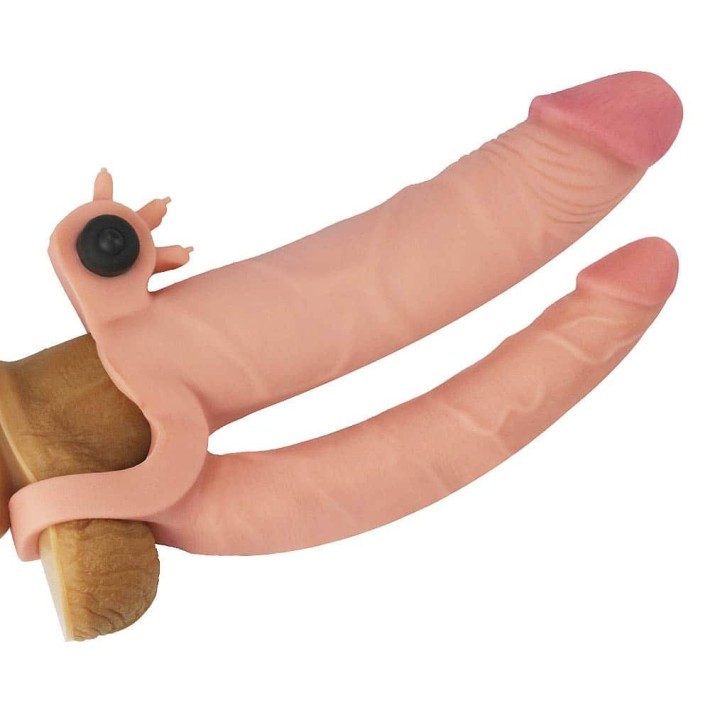 Extensie/manson Penis Dublu Cu Vibratii, Natural, +2.5 Cm 3