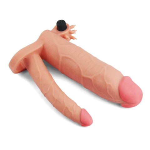 Mansoane penis, Extensie/manson Penis Dublu Cu Vibratii, Natural, +7.5 Cm, pasiune.ro