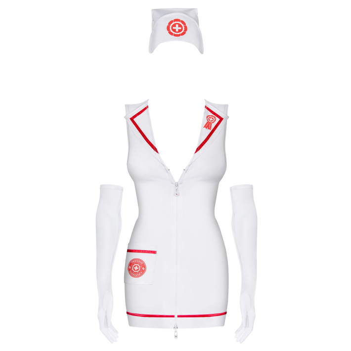 Costum Doctorita Sexy, Alb Cu Rosu, S/m 3