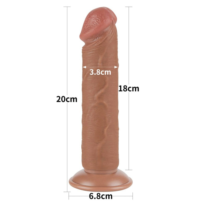 Dildo Realistic Sliding Skin Dual Layer Ii, Brun Deschis, 20 Cm 5