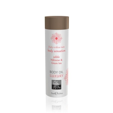 Shiatsu, Ulei De Corp Luxuriant Comestibil - Hibiscus + Ceai Verde, 75 Ml, pasiune.ro