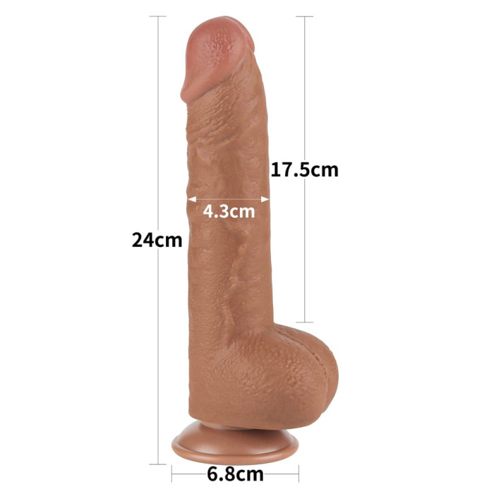 Dildo Realistic Sliding Skin Dual Layer, Brun Deschis, 24 Cm 5