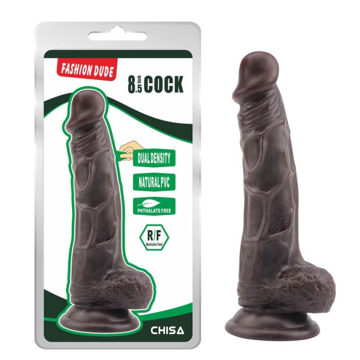 Dildo Clasic Cu Ventuza Fashion Dude, Negru, 21.5 Cm 4