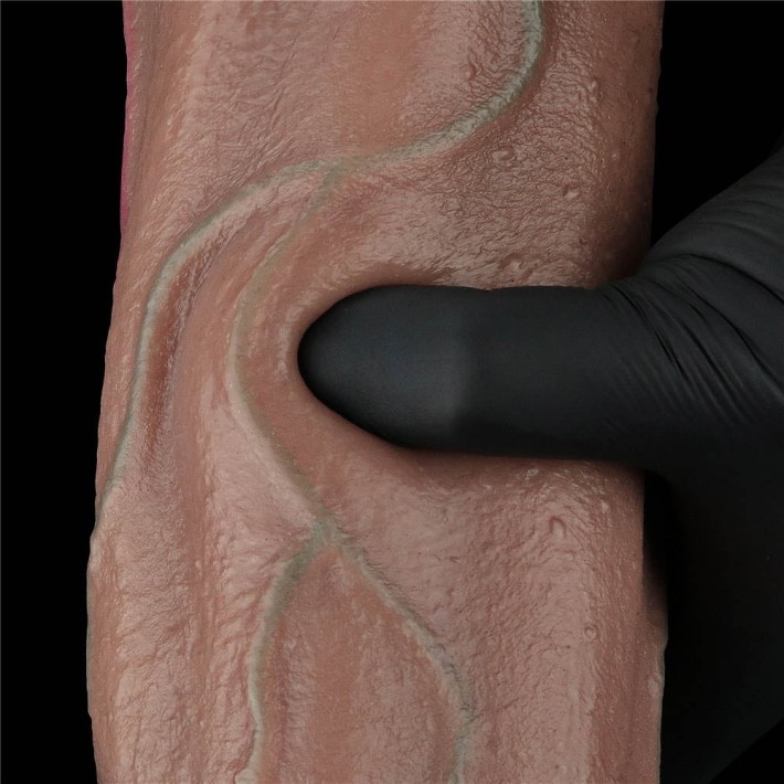Dildo Realistic Dual Layered Silicone Cock Xxl, Brun, 33 Cm 3