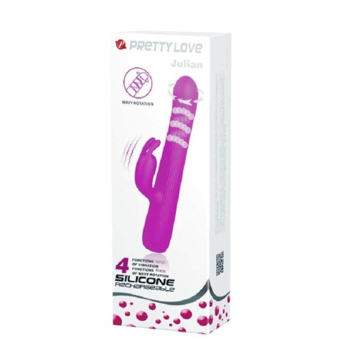stimulator, Vibrator Cu Rotatii Julian, Mov, 17.5 Cm, pasiune.ro