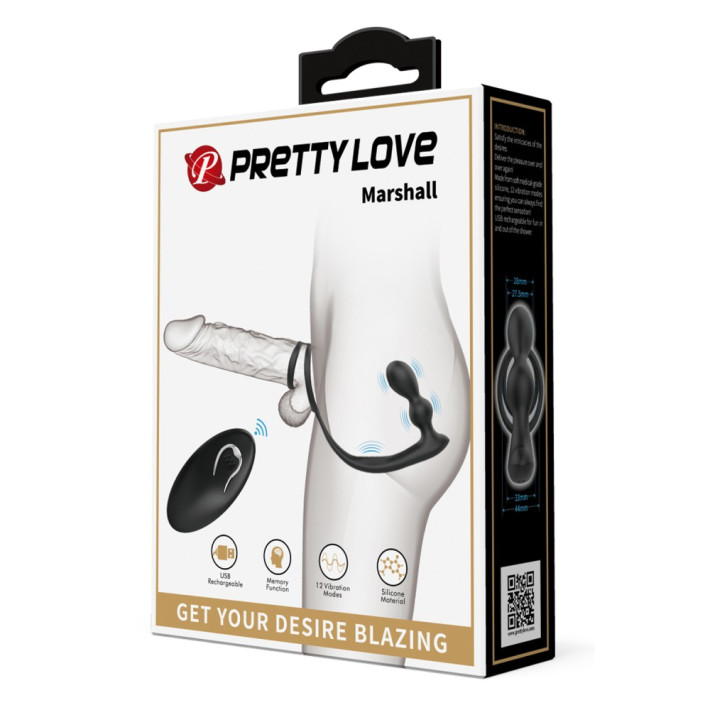 Dop Anal Cu Inel Penis Si Vibratii Marshall, Negru, 9 Cm 7