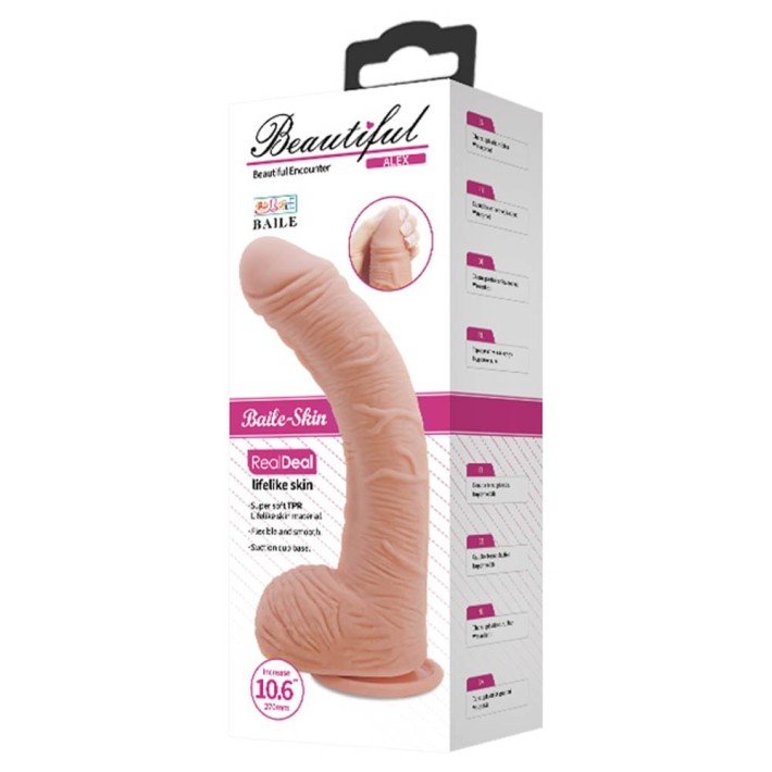 Dildo Clasic Cu Ventuza Beautiful Alex, Natural, 27 Cm 4
