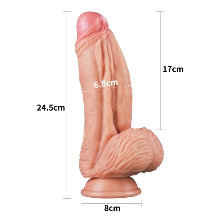 Dildo Clasic Cu Ventuza Dual-layered Silicone Nature Cock, Natural, 25 Cm 8