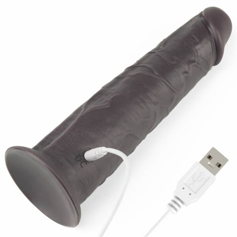 silicone, Vibrator Realistic Cu Rotatii Dual Layered Silicone Rotator, Brun, 20.5 Cm, pasiune.ro
