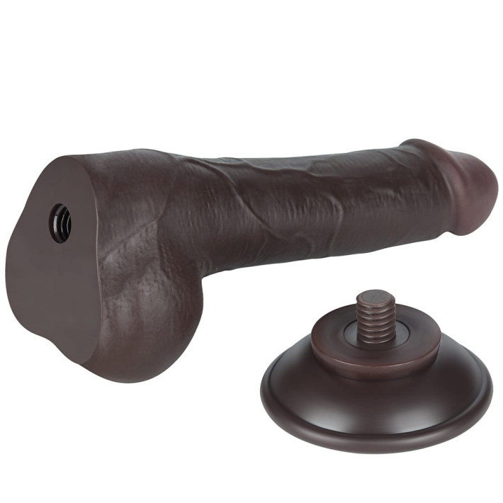 Dildo Realistic Sliding Skin Dual Layer Ii, Brun Inchis, 19 Cm 3