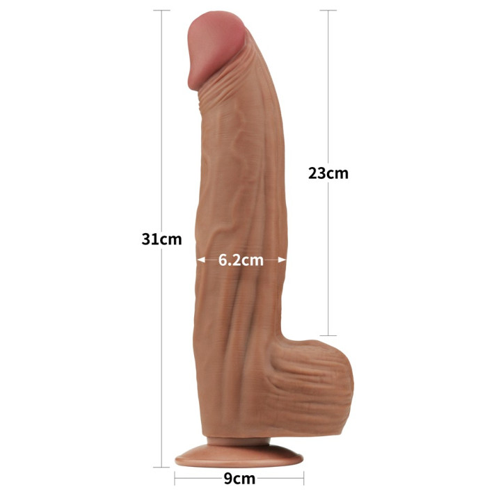 Dildo Ultra Realistic King Sized Sliding Skin Dual Layer Dong, Brun, 30 Cm 7