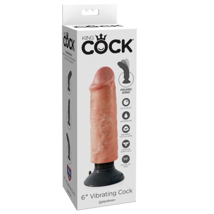 Vibrator Realistic Cu Ventuza King Cock, Natural, 15 Cm 6