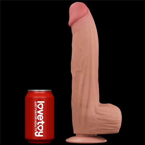 lovetoy, Dildo Ultra Realistic King Sized Sliding Skin Dual Layer Dong, Natural, 30 Cm, pasiune.ro
