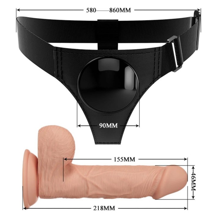 Ham Strap-on Universal + Dildo Jerry Harness Briefs, Natural, 19 Cm 2