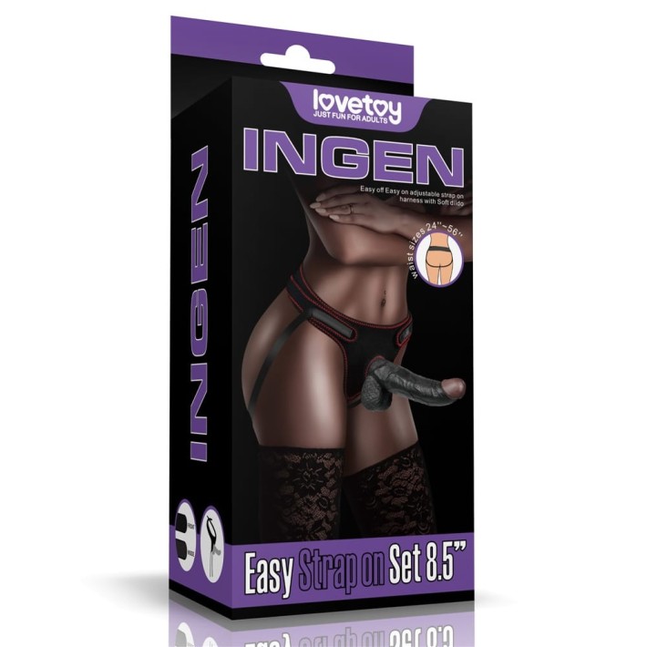 Set Ham Strap-on Si Dildo Easy Strapon, Negru, 21.5 Cm 15