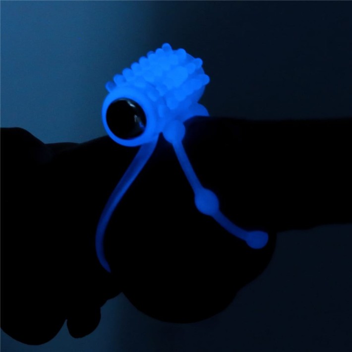 Inel Penis Fosforescent Cu Vibratii Lumino Play Vibrating Penis Ring 2, Albastru 4