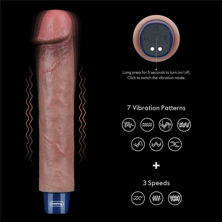 Vibrator Reincarcabil Real Softee, Brun Deschis, 22.5 Cm 11