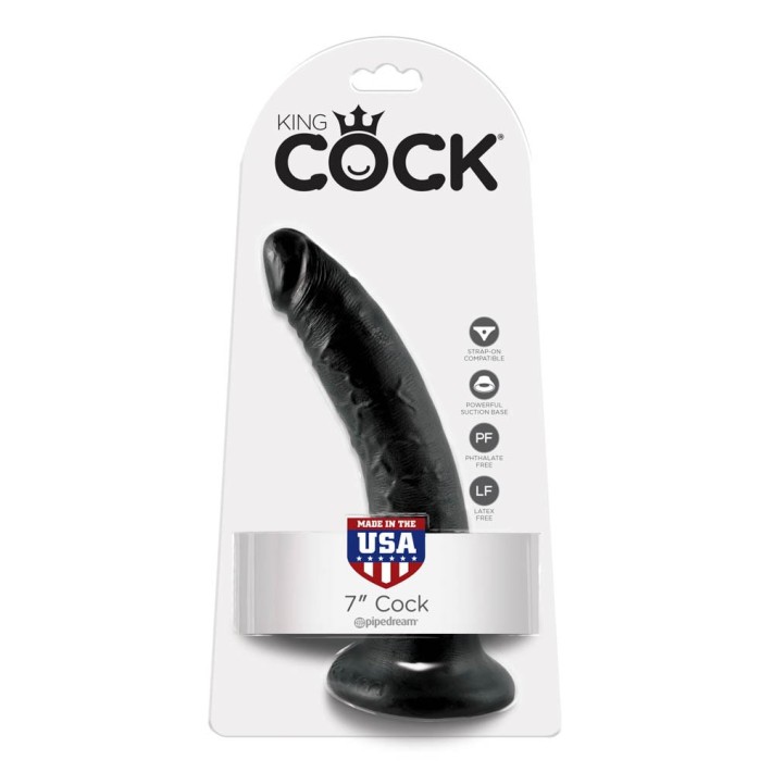Dildo Clasic Cu Ventuza King Cock, Negru, 17.5 Cm 3