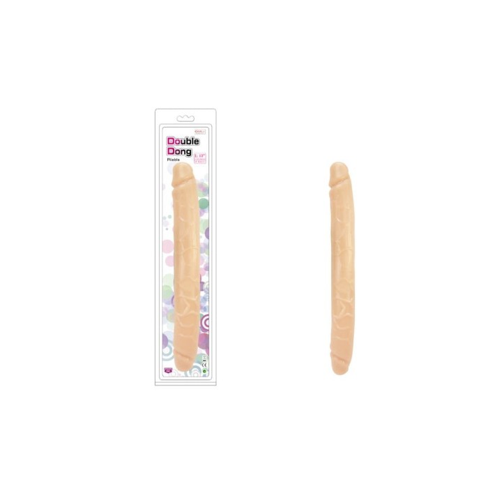 Dildo Dublu Pliable Double Dong, Natural, 33 Cm 3