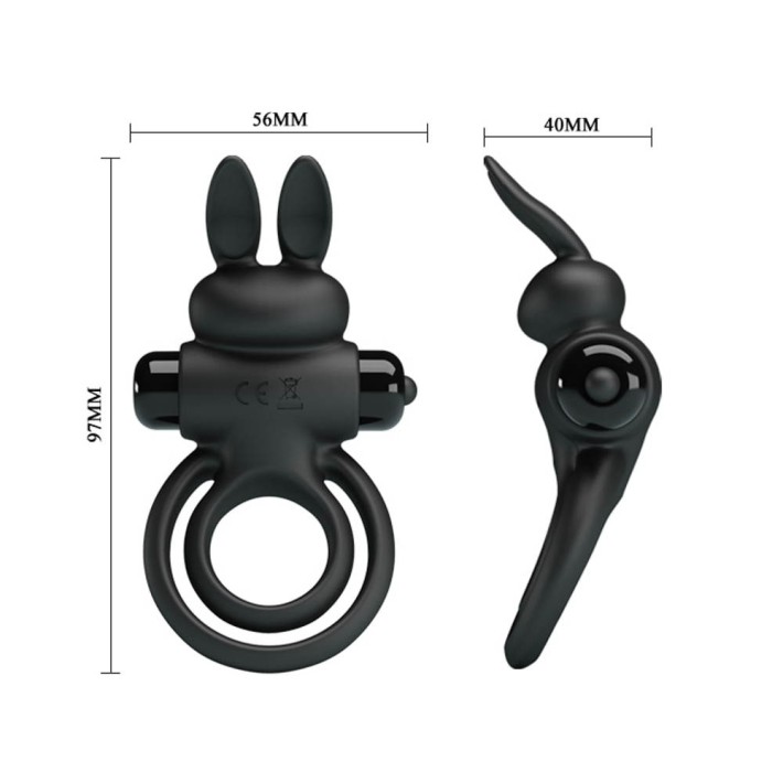 Inel Penis Cu Vibratii Si Rabbit, Negru 3