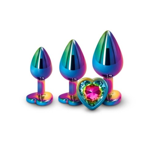 heart, Set 3 Dopuri Anale Cu Bijuterie Rear Assets Trainer Kit Rainbow Heart, Multicolor, pasiune.ro