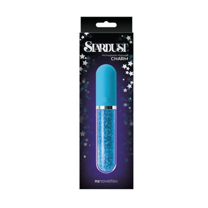 Vibrator Clasic Stardust Charm, Albastru, 16.5 Cm 2