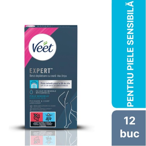 ulei, Benzi De Ceara Rece Veet Ulei De Migdale, Piele Sensibila, 12 Benzi, pasiune.ro