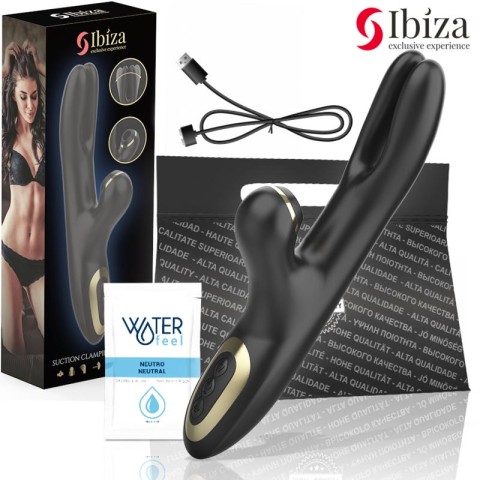 Ibiza, Vibrator Rabbit Dublu Double Clamping Cu Aspirare Si Miscare Ibiza Negru, pasiune.ro