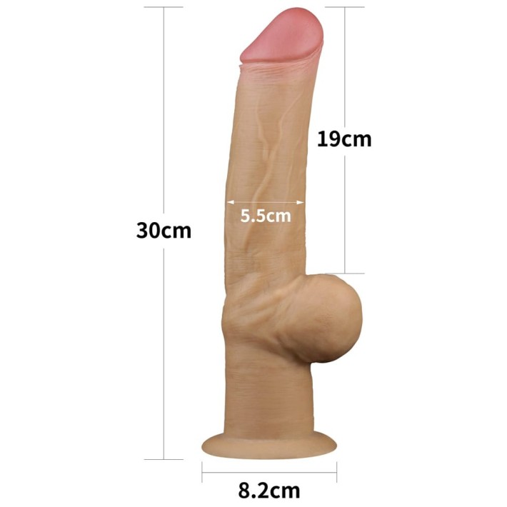 Dildo Clasic Din Silicon Dublu-stratificat Platinum, Natural, 30.4 Cm 8