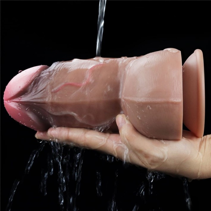 Dildo Mega Dublu-stratificat Nature Cock, Brun, 18 Cm 5