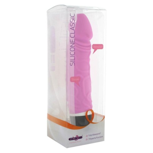 silicone, Vibrator Realistic Silicone Classic, Roz, 20 Cm, pasiune.ro